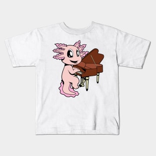 Cartoon axolotl plays piano Kids T-Shirt